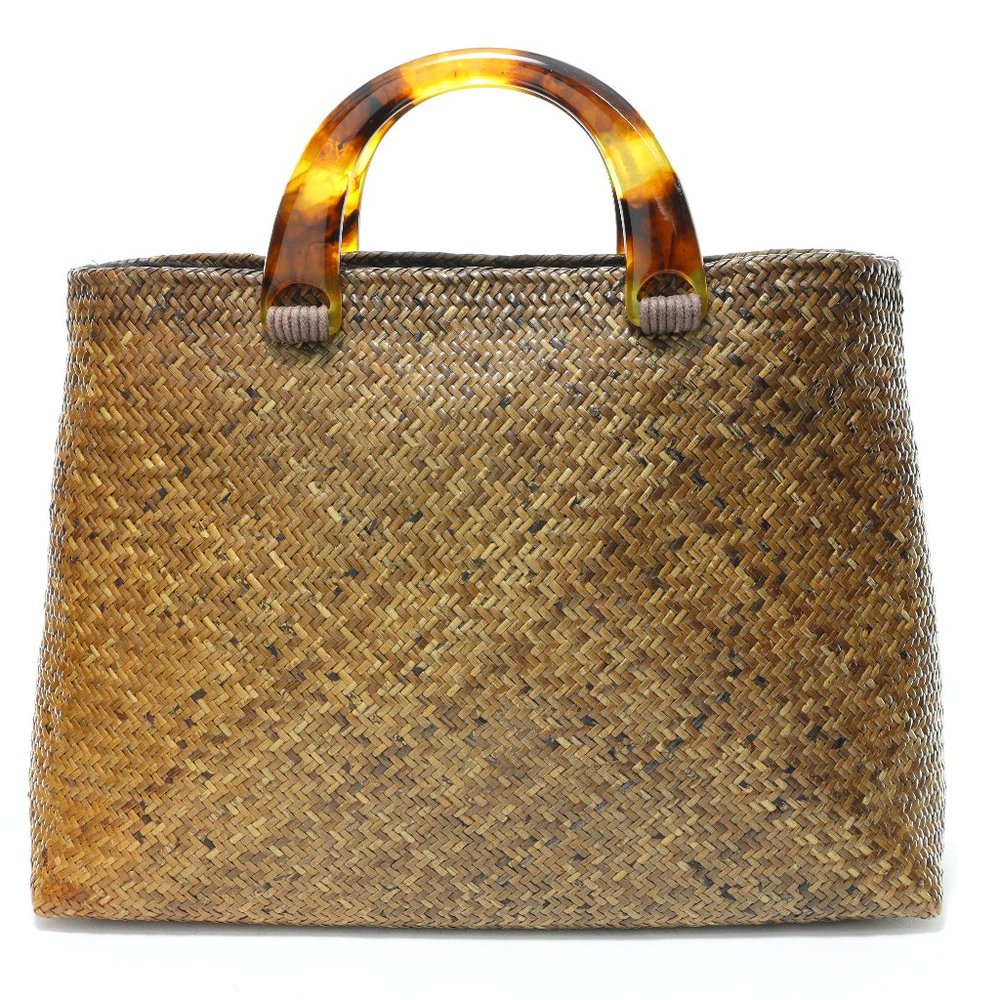 Gail DeLoach Asiaphile Woven Gator Brown Ratton Clutch Handbag Purse